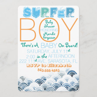 Surfer Boy Baby Shower Invitation