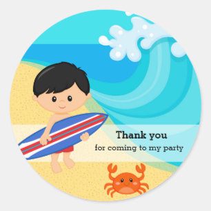 Surfer boy classic round sticker