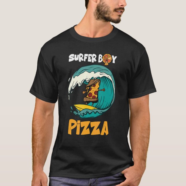 Surfer Boy For Who Love Surfing And Eat Pizzas Sum T-Shirt (Front)
