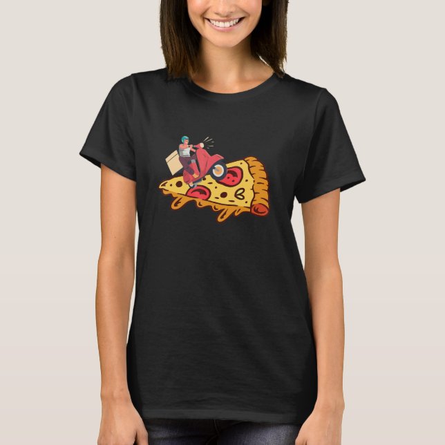 Surfer Boy Surfing Pizza Matching Cute Pizza Deliv T-Shirt (Front)