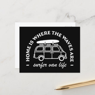 Surfer camper van life funny quotes postcard