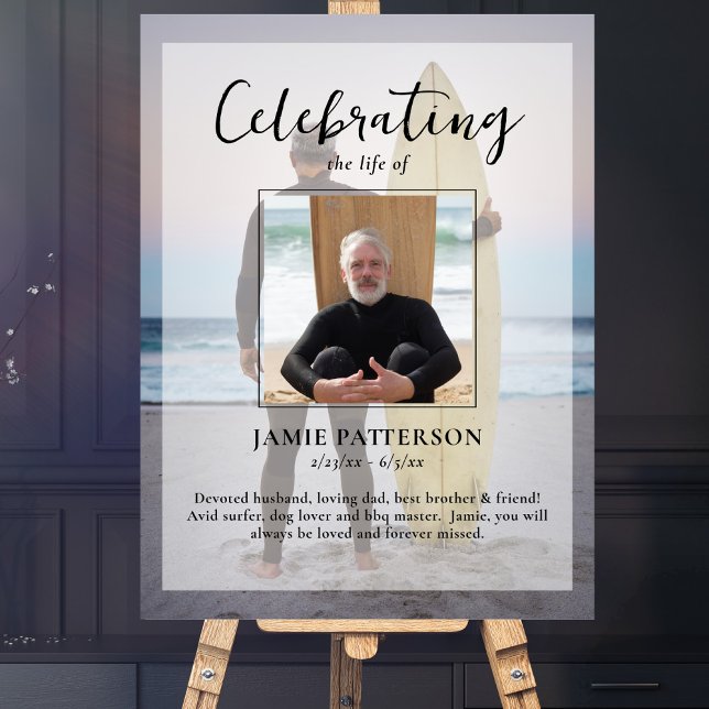 Surfer Celebration of Life Custom Photo Funeral Poster (Creator Uploaded)