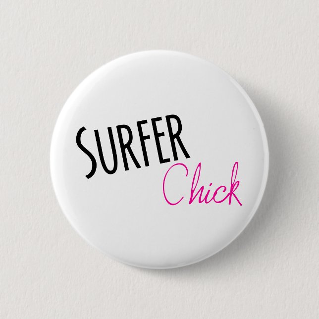 Surfer Chick 2 Inch Round Button (Front)