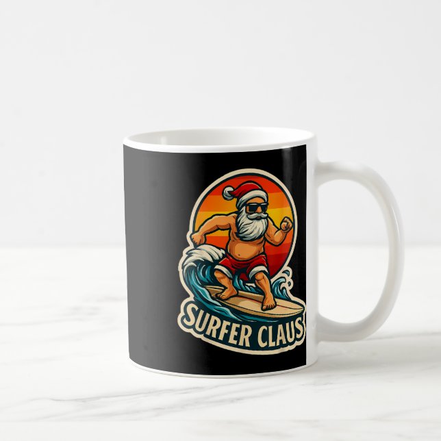 Surfer Claus Funny Santa Surf Instructor Surfing C Coffee Mug (Right)