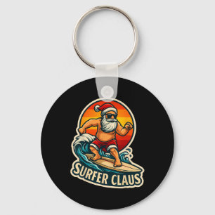 Surfer Claus Funny Santa Surf Instructor Surfing C Keychain