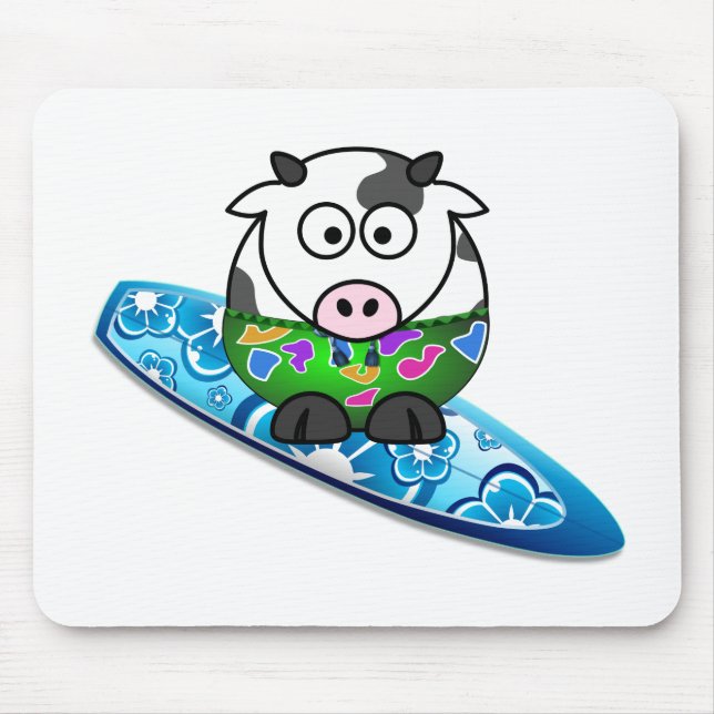 Surfer Cow Mouse Pad (Front)