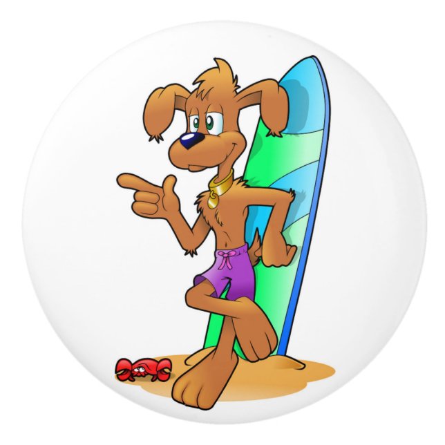 SURFER DOG CERAMIC KNOB (Front)