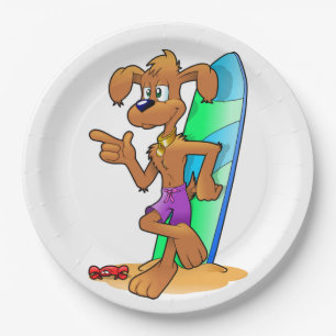 SURFER DOG PAPER PLATE
