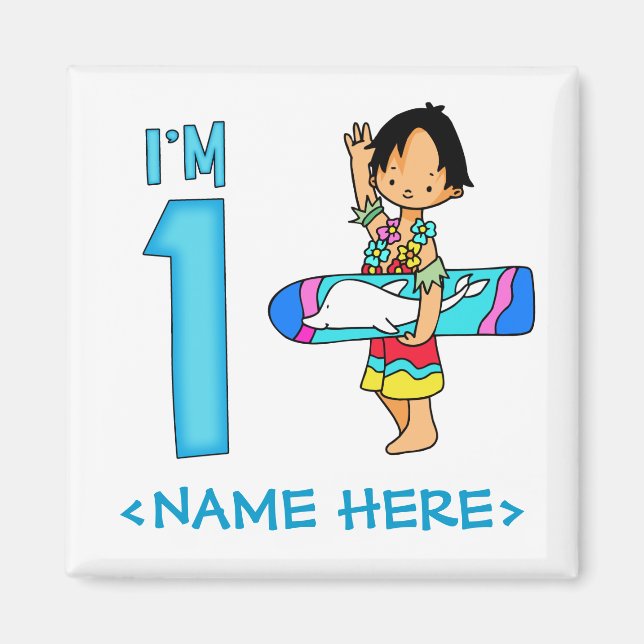 Surfer Dude 1st Birthday Magnet (Front)