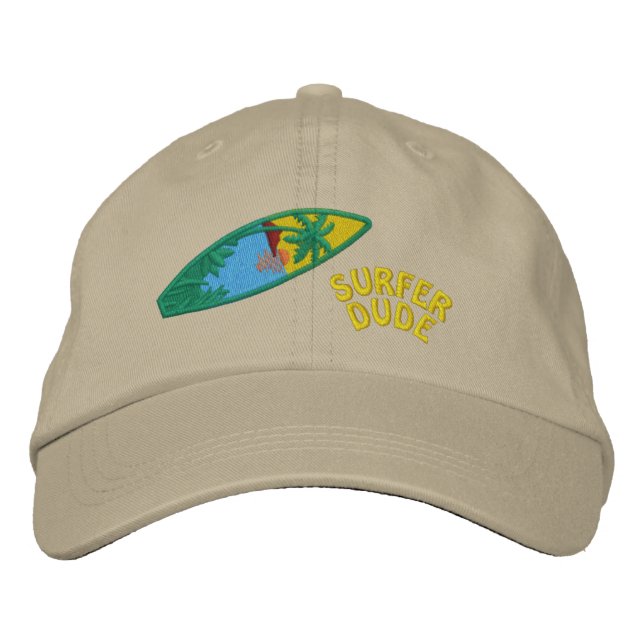 Surfer Dude Embroidered Cap (Front)
