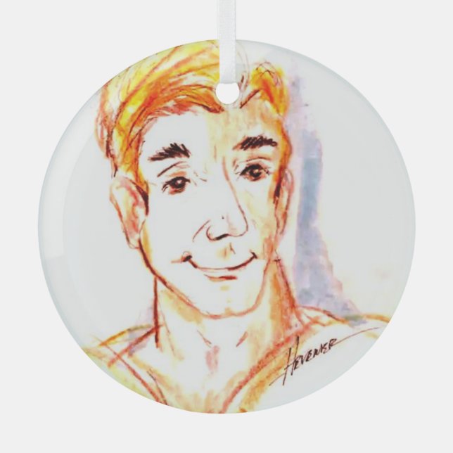 Surfer Dude Glass Ornament (Front)