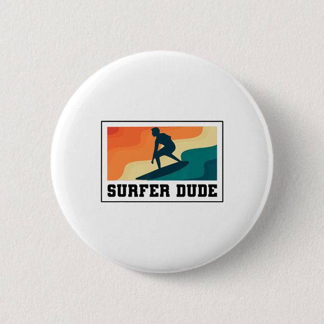 Surfer Dude Surfing  2 Inch Round Button (Front)