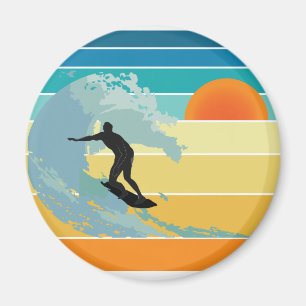 Surfer Dude Vintage Sunset Magnet