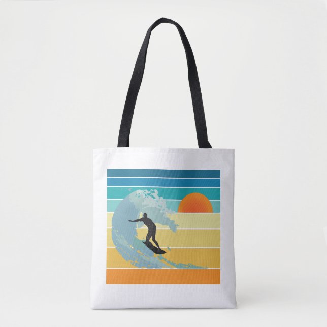 Surfer Dude Vintage Sunset Tote Bag (Front)