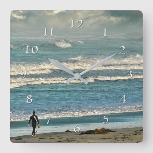 Surfer Expedition Surf and Merge Square Wall Clock (Front)