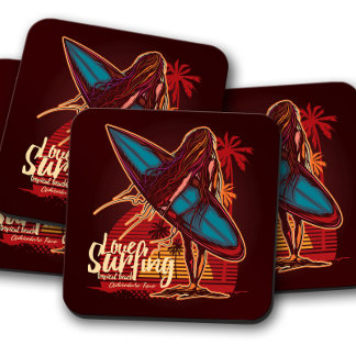 Surfer Girl Coaster Set | Fun Surfer Coaster Set