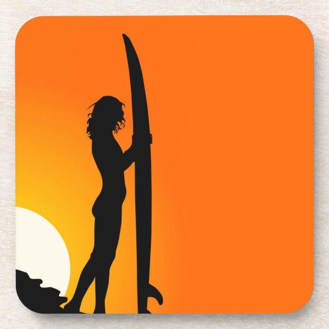 Surfer Girl Cork Coaster (Front)