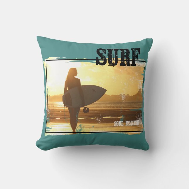 Surfer Girl Cushion Surf Art (Front)