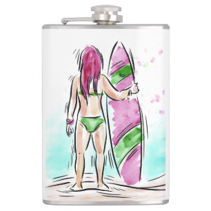 Surfer Girl custom name flask
