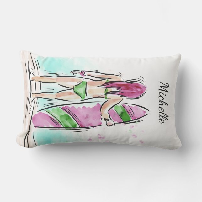 Surfer Girl custom name throw pillows (Front)