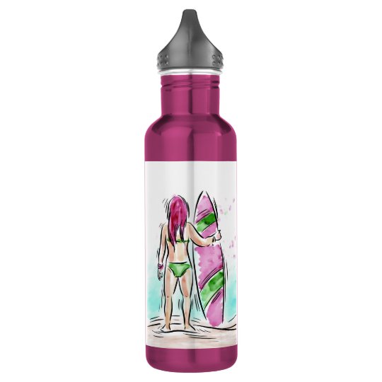 Surfer Girl custom name water bottles