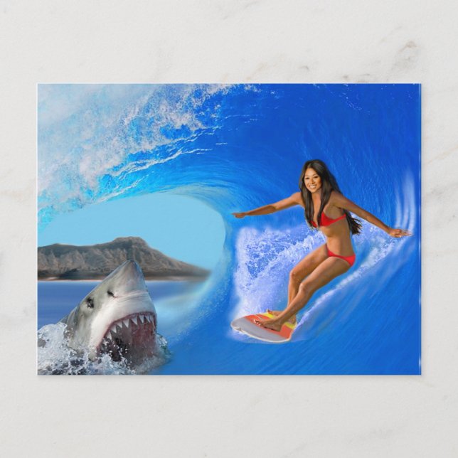 SURFER GIRL ESCAPES POSTCARD (Front)