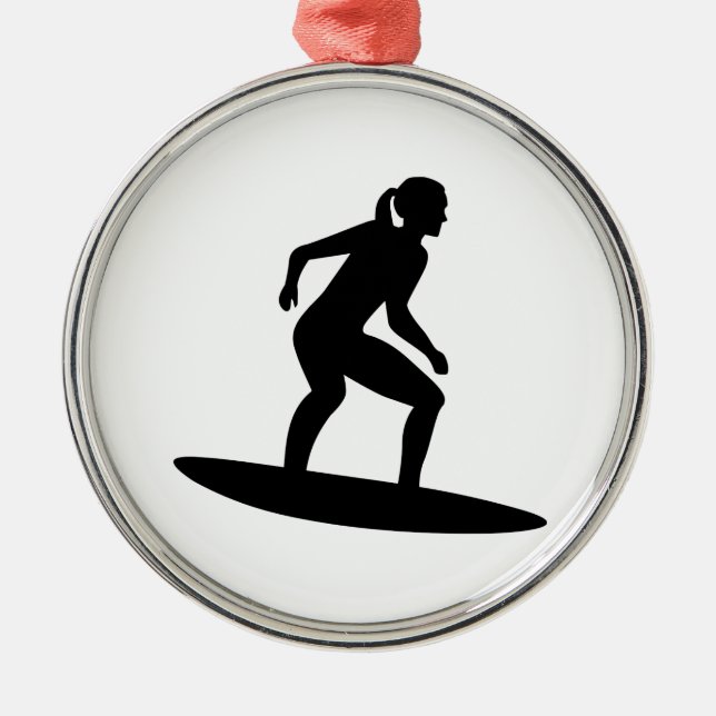 Surfer girl metal ornament (Front)