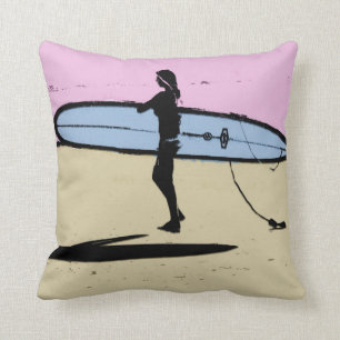 Surfer girl pillow, Copyright Karen J Williams Throw Pillow