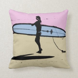 Surfer girl pillow,  Copyright Karen J Williams Throw Pillow