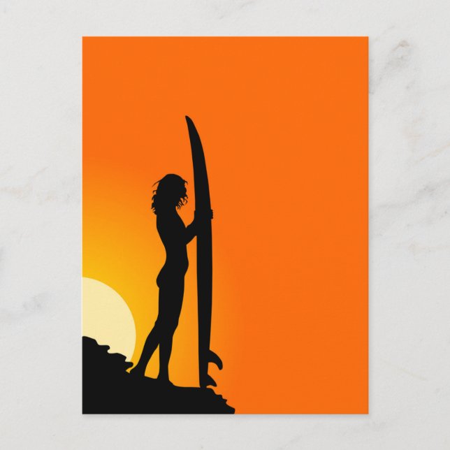 Surfer Girl, Red Sunset Postcard (Front)