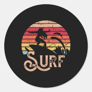 Surfer Girl Retro Vintage Surfboard Classic Round Sticker