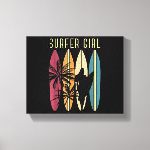 Surfer Girl Surfboard Surfing Women Girls Surf Oce Canvas Print