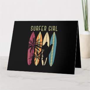 Surfer Girl Surfboard Surfing Women Girls Surf Oce Card
