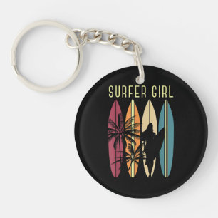 Surfer Girl Surfboard Surfing Women Girls Surf Oce Keychain