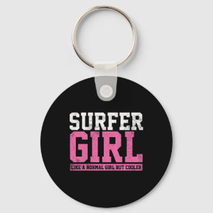 Surfer Girl Surfing Gift Keychain