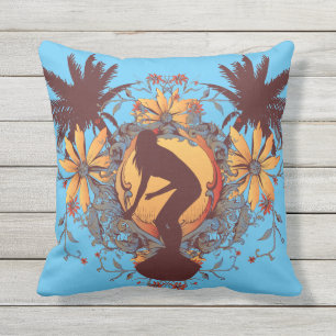 Surfer Girl Throw Pillow