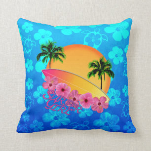 Surfer Girl Throw Pillow