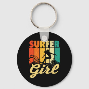 Surfer Girl - Waves Surfing Trainer Surfboard Love Keychain