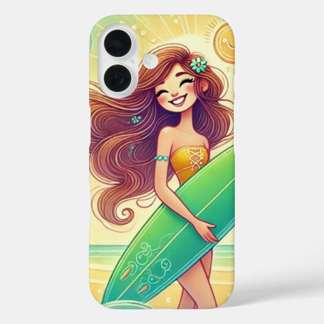 Surfer Girl with a Surfboard Case-Mate iPhone Case (Back)