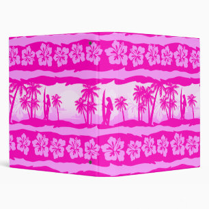 Surfer girl with palm trees binder