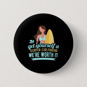 Surfer Girlfriend 2 Inch Round Button