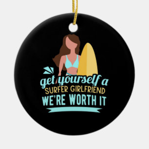 Surfer Girlfriend Ceramic Ornament
