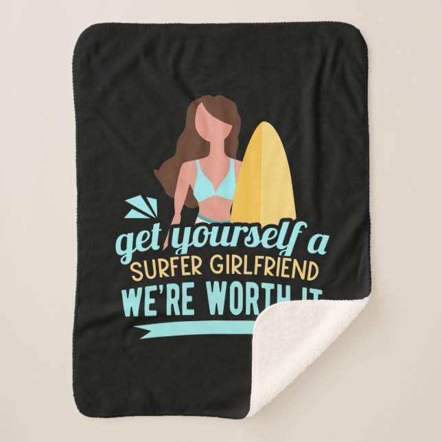Surfer Girlfriend Sherpa Blanket (Front)