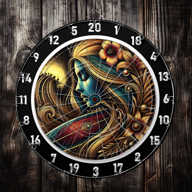 Surfer Golden Sunset Glow Art Dartboard (Creator Uploaded)