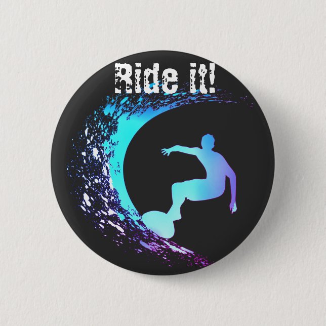 Surfer Graffiti Style 2 Inch Round Button (Front)