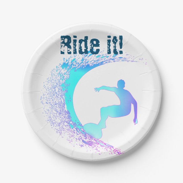 Surfer Graffiti Style Paper Plate (Front)