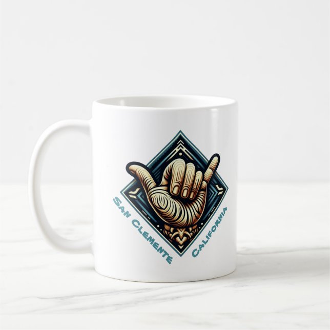 Surfer Hand Symbol Coffee Mug (Left)