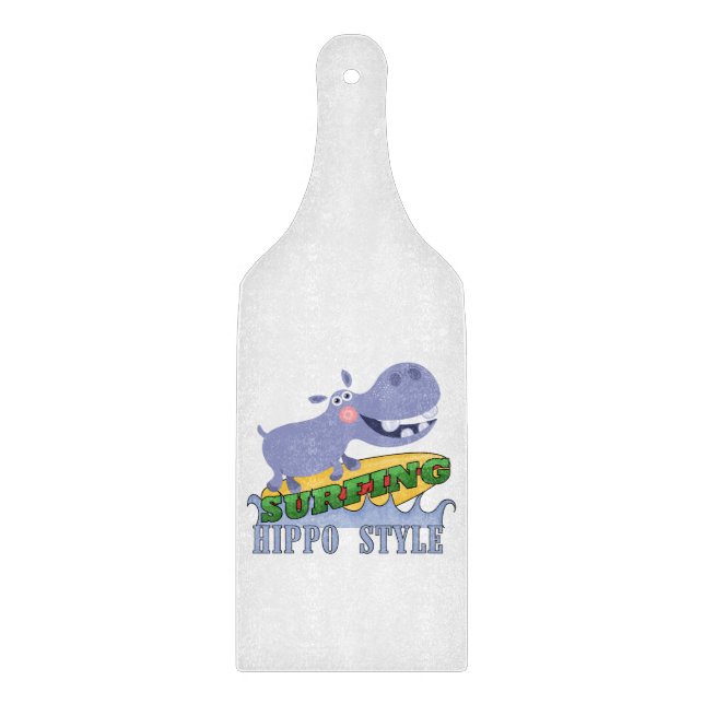 Surfer Hippopotamus Cutting Board (Front)