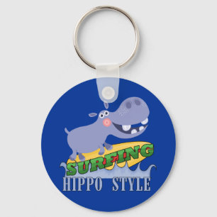 Surfer Hippopotamus Keychain
