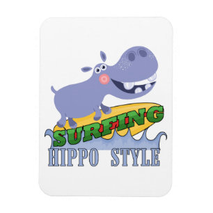 Surfer Hippopotamus Magnet
